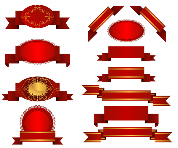 free vector Several red ribbon streamers vector